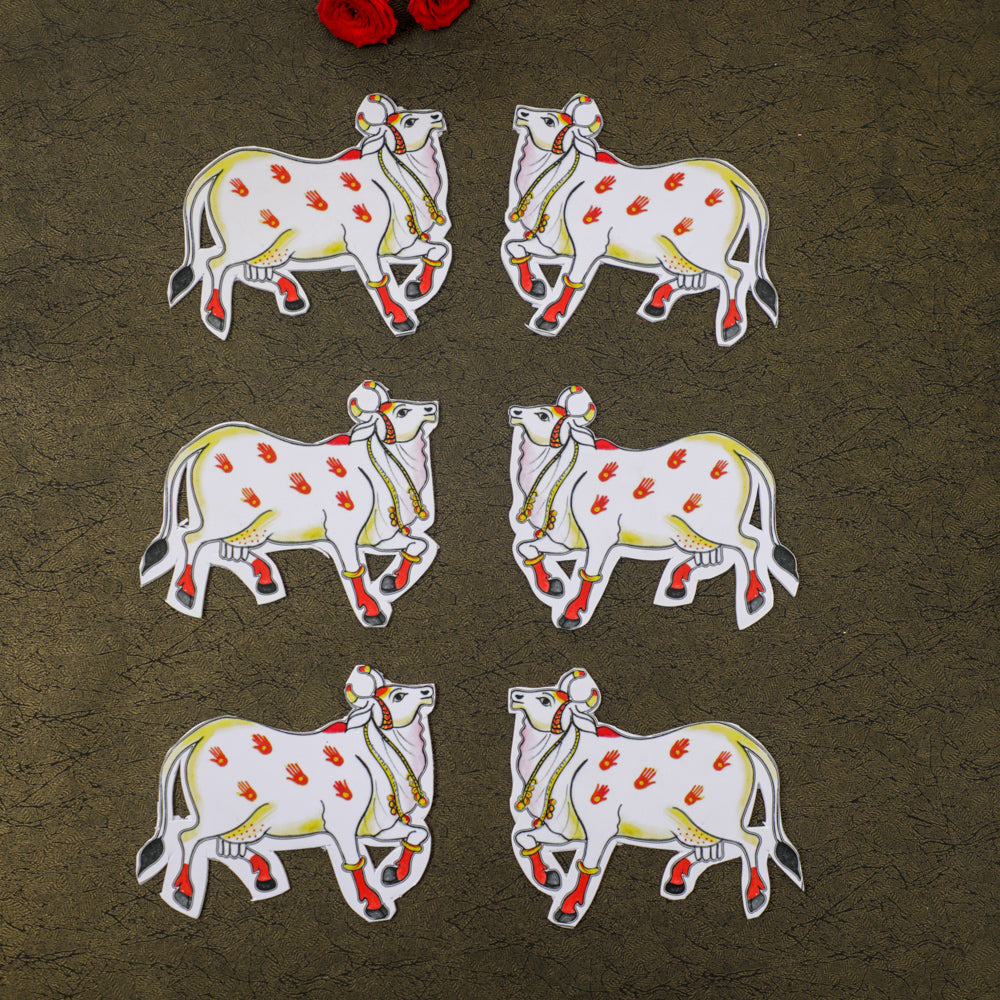 Kamdhenu cow cutouts for Indian pooja decorations