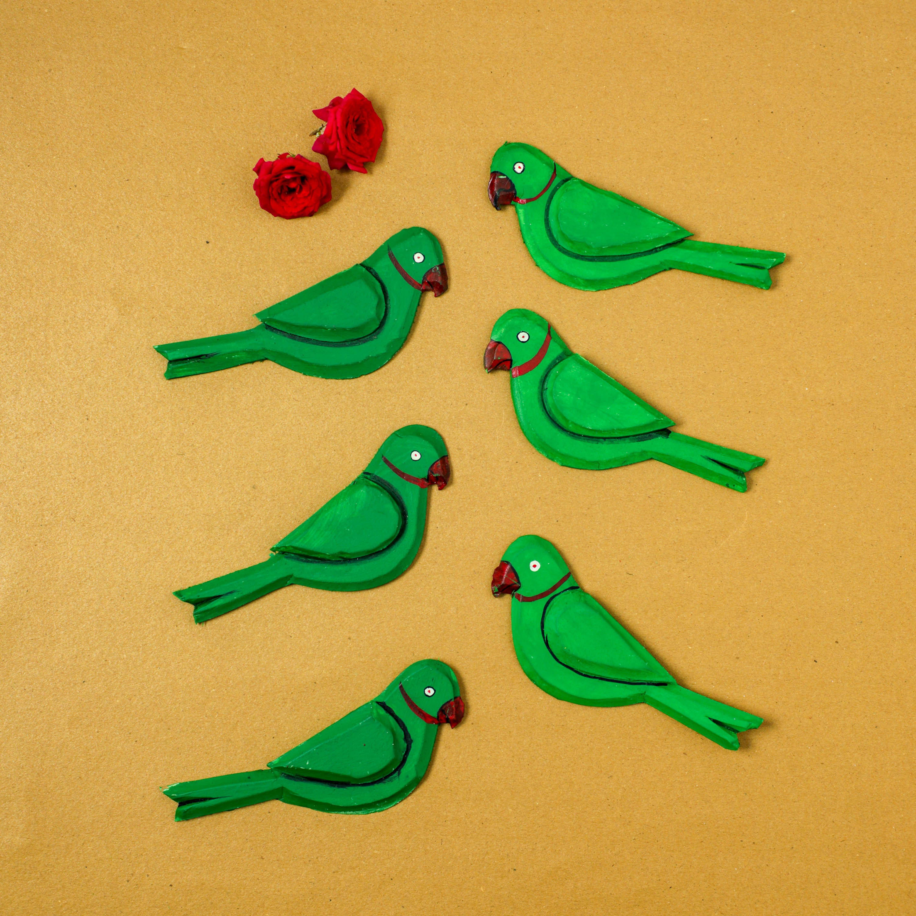 Parrot decor cutouts for indian pooja rituals