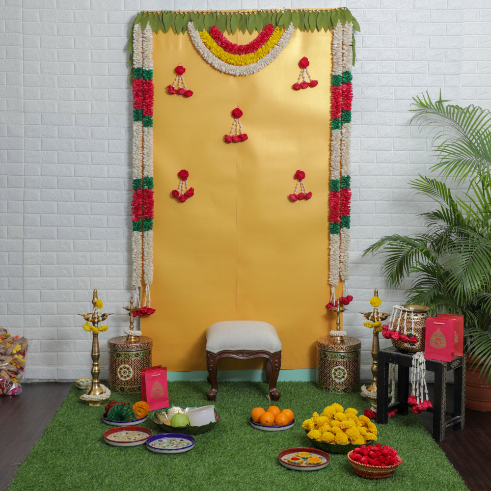 Premium quality backdrop decoration sheets for Indian Pooja Decor