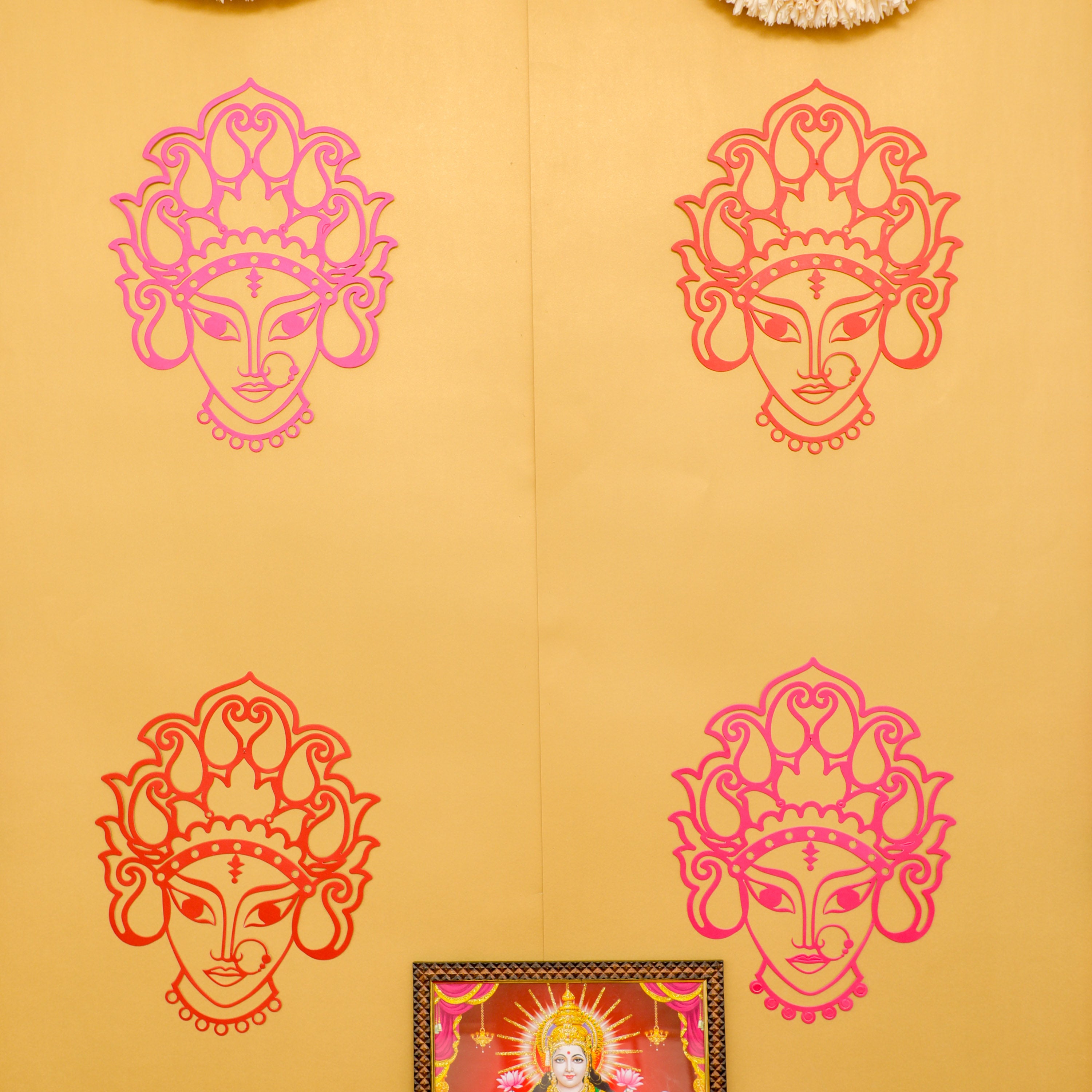 Durga face cutouts for decoration in the USA