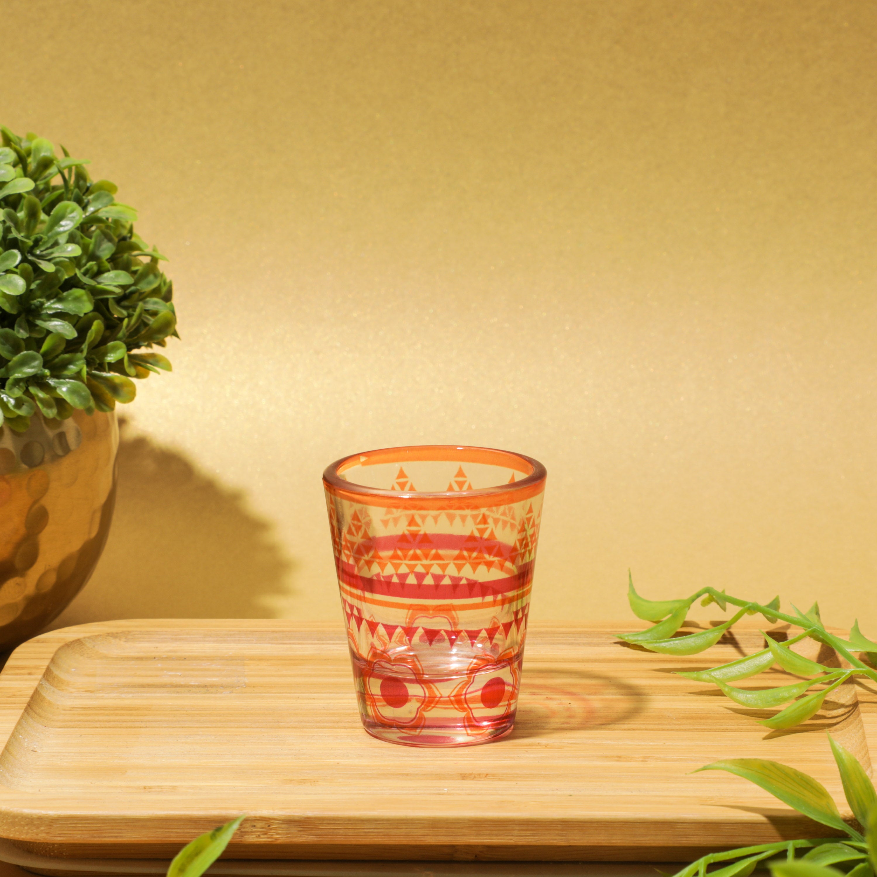Orange Printed Shot Glass