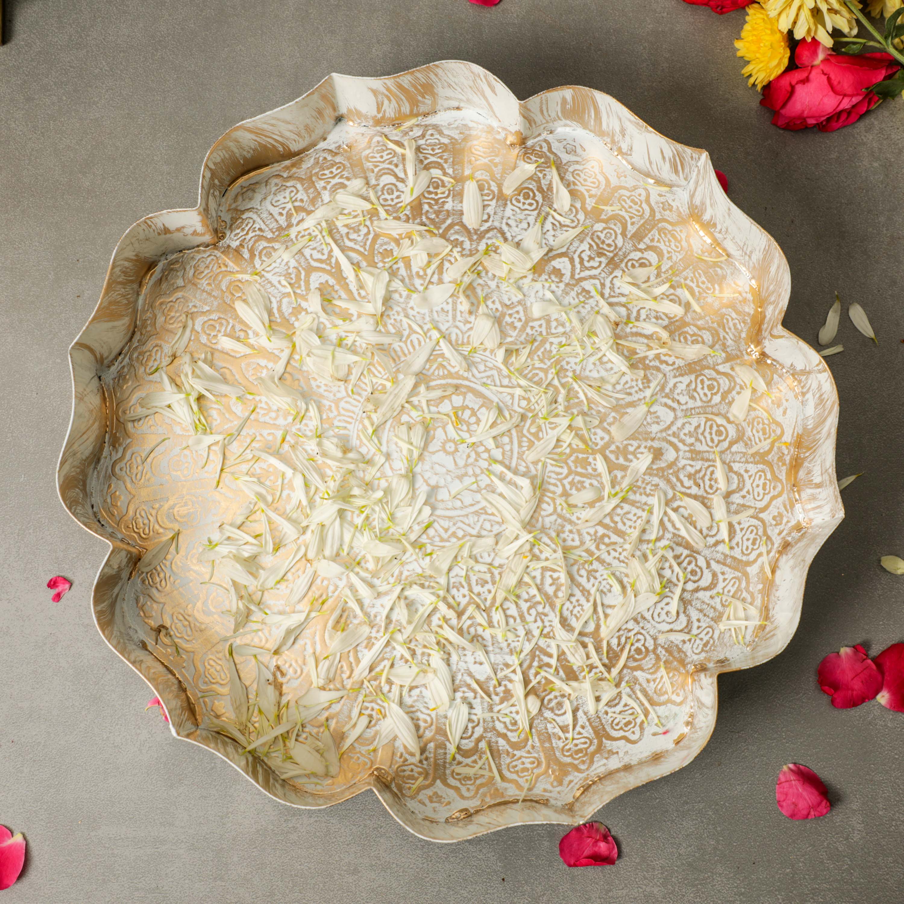 A handmade with engraved design on the brass plate