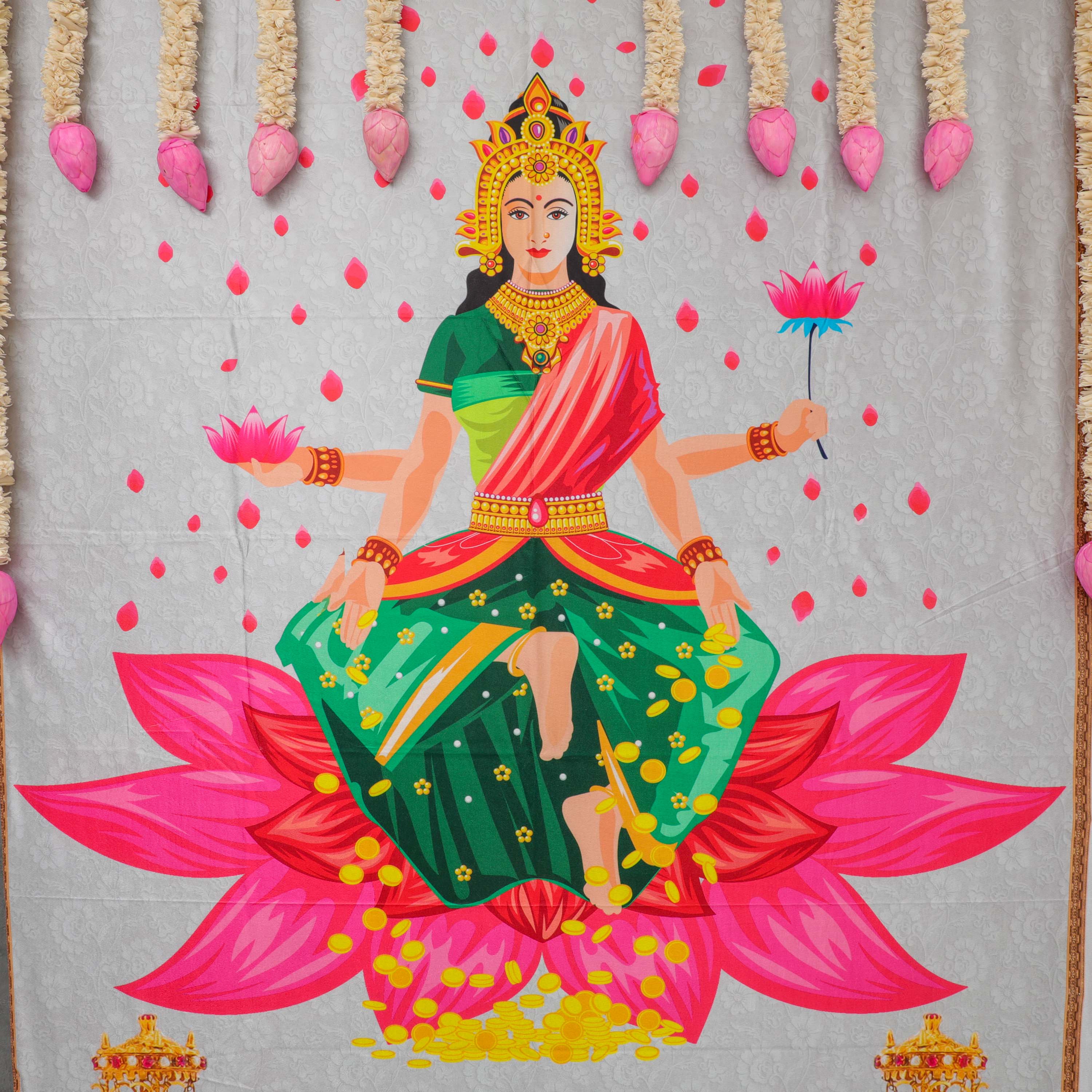 Goddess Lakshmi Backdrop decor cloth in the USA
