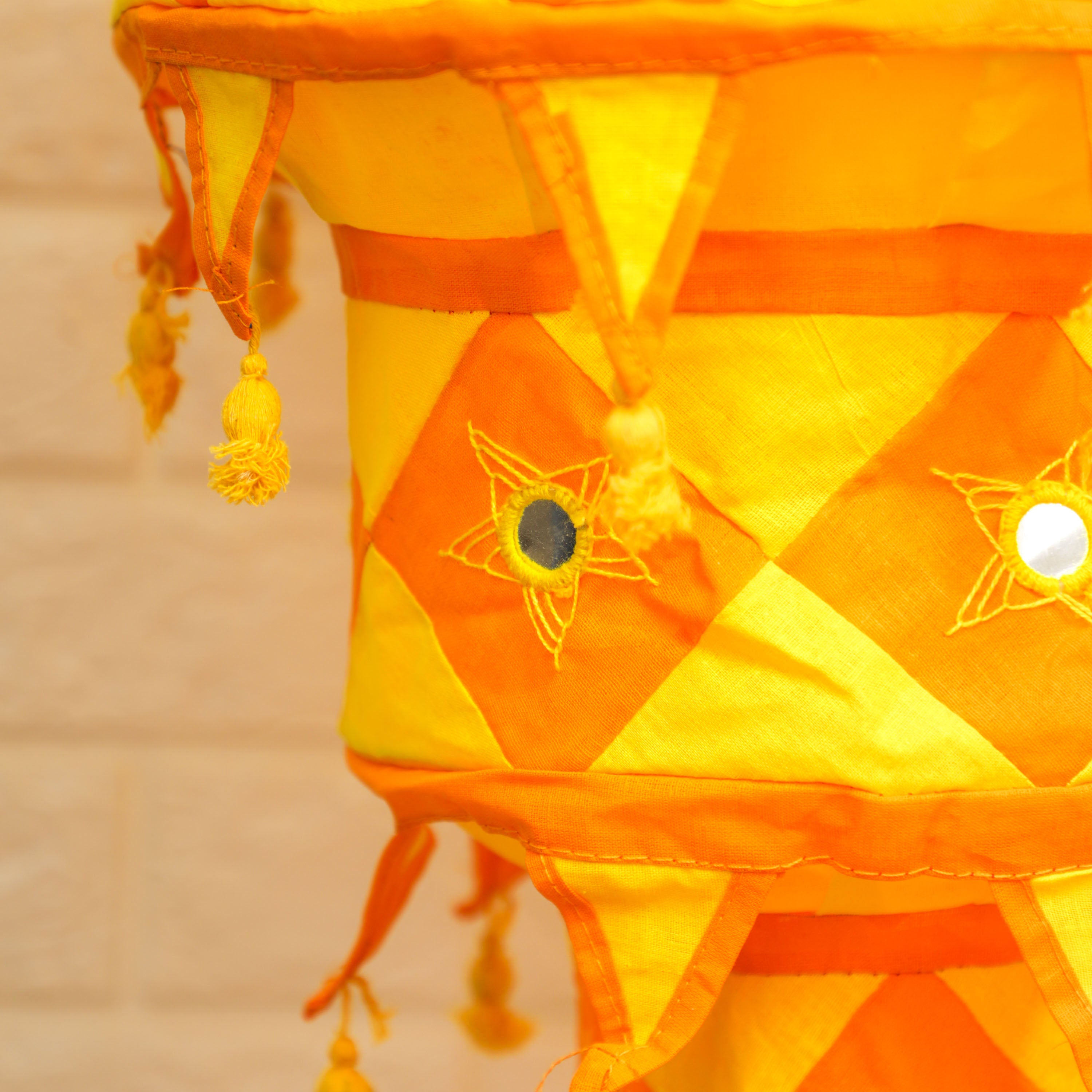 A mirror stitched fabric lantern for decoration
