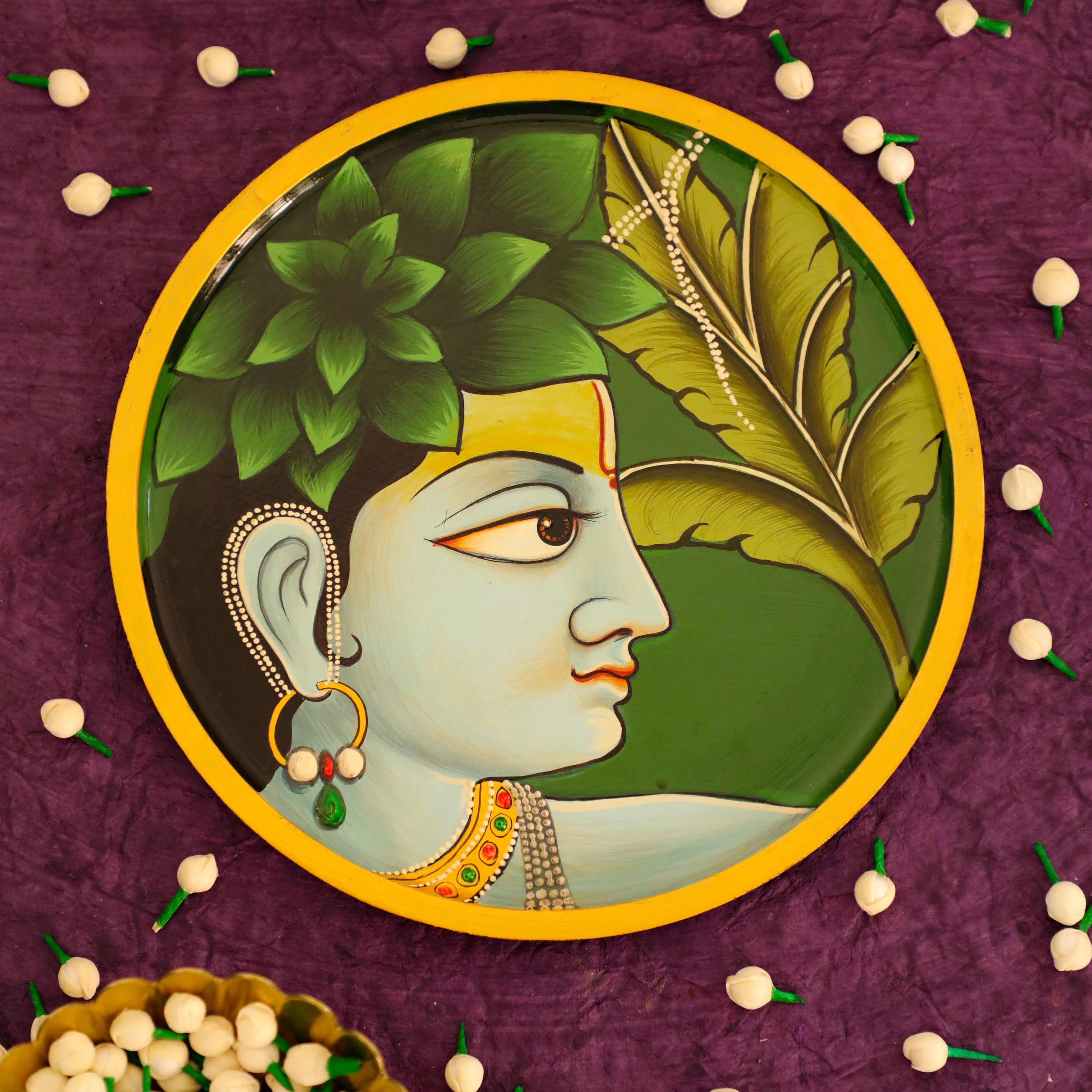 Lord Krishna Pichwai Plates for Wall Decor
