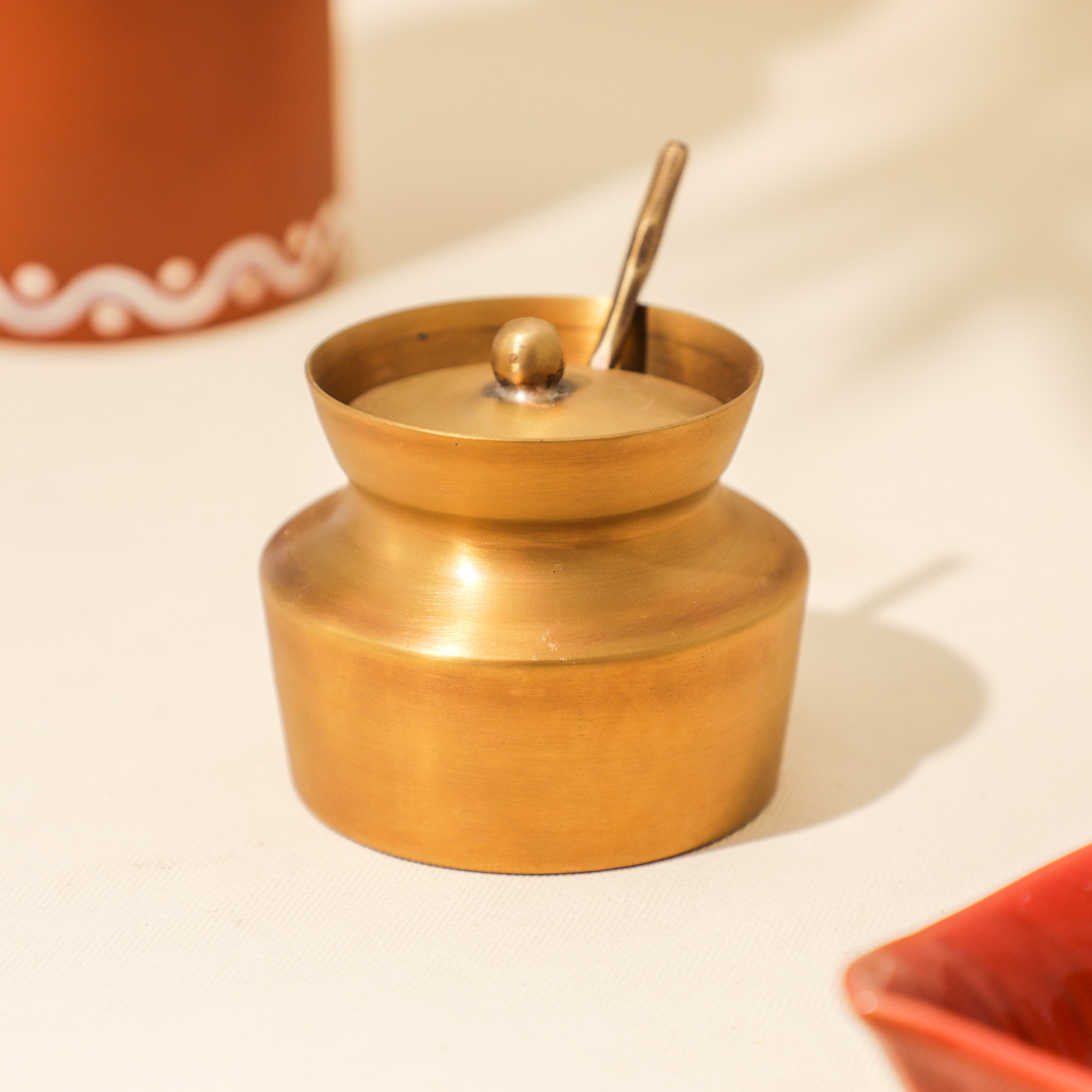 Metal Sweet Pot with Spoon for return gifting