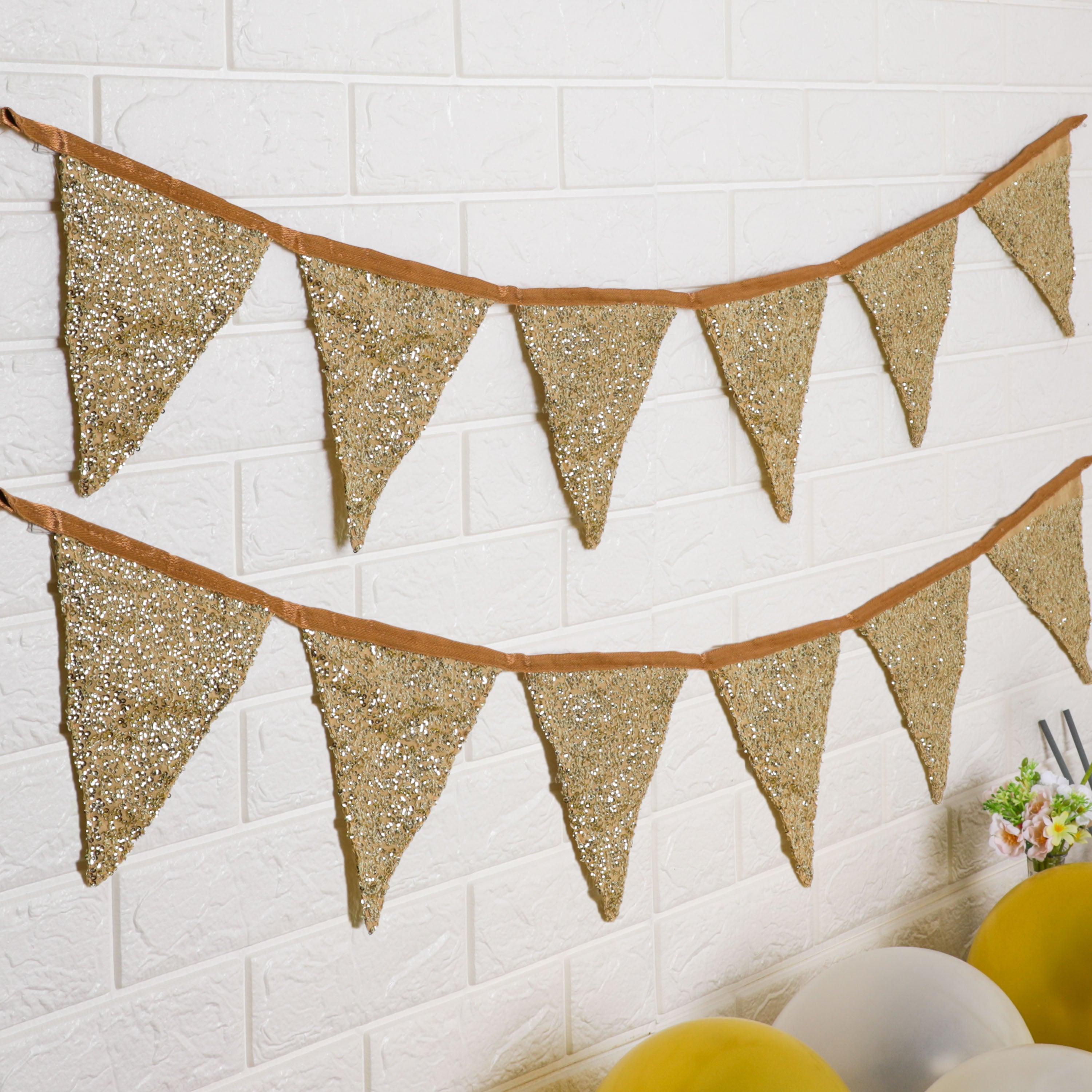 Fabric shiny bunting flag banner