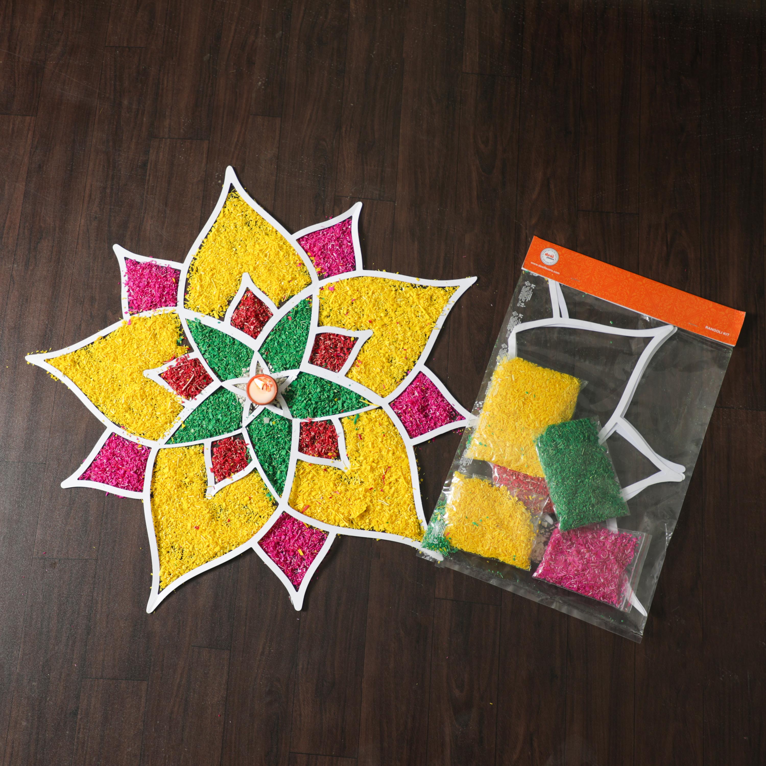 Muggu Kolam Cutout with Color Filler
