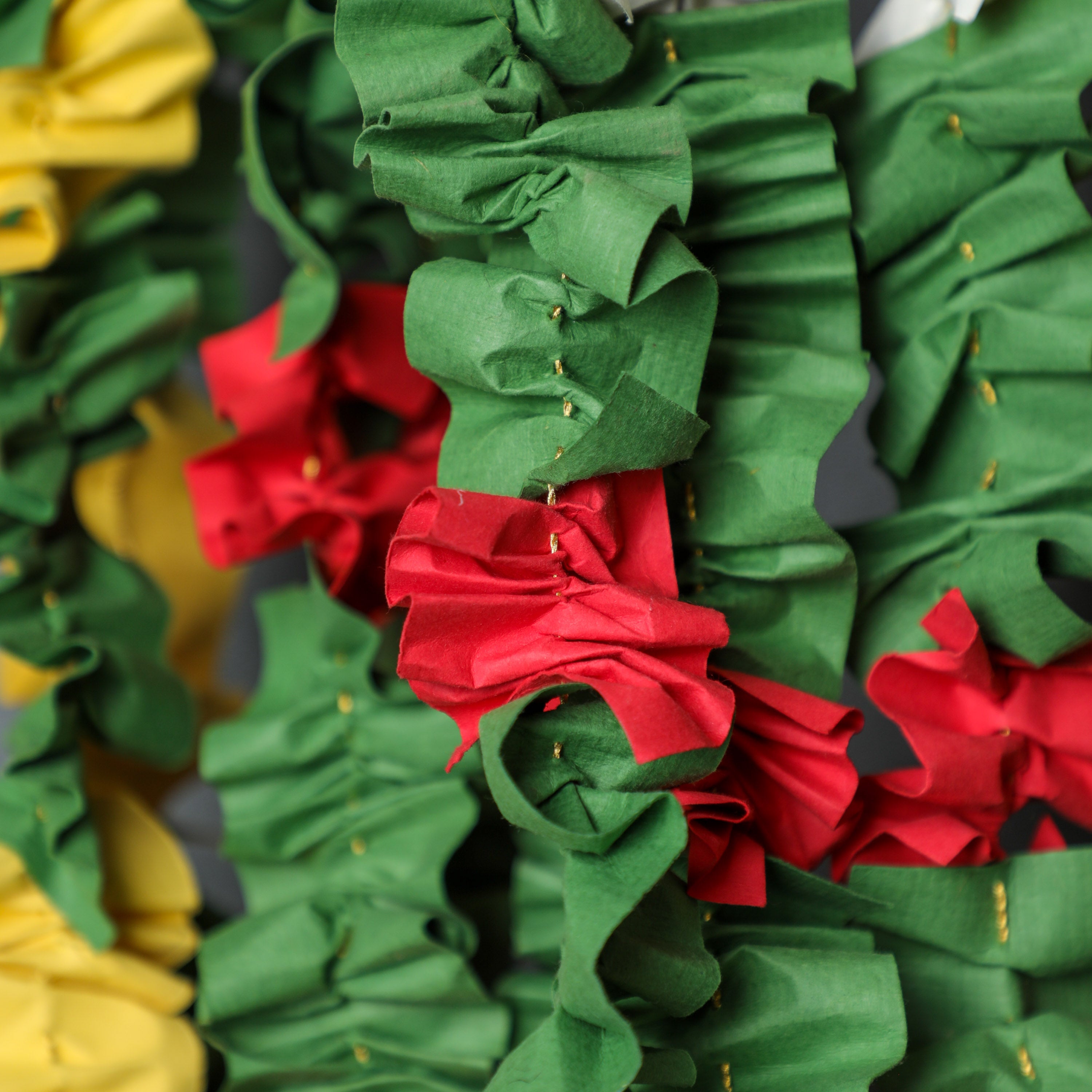 colorful multicolor yellow red green and white sustainable garlands
