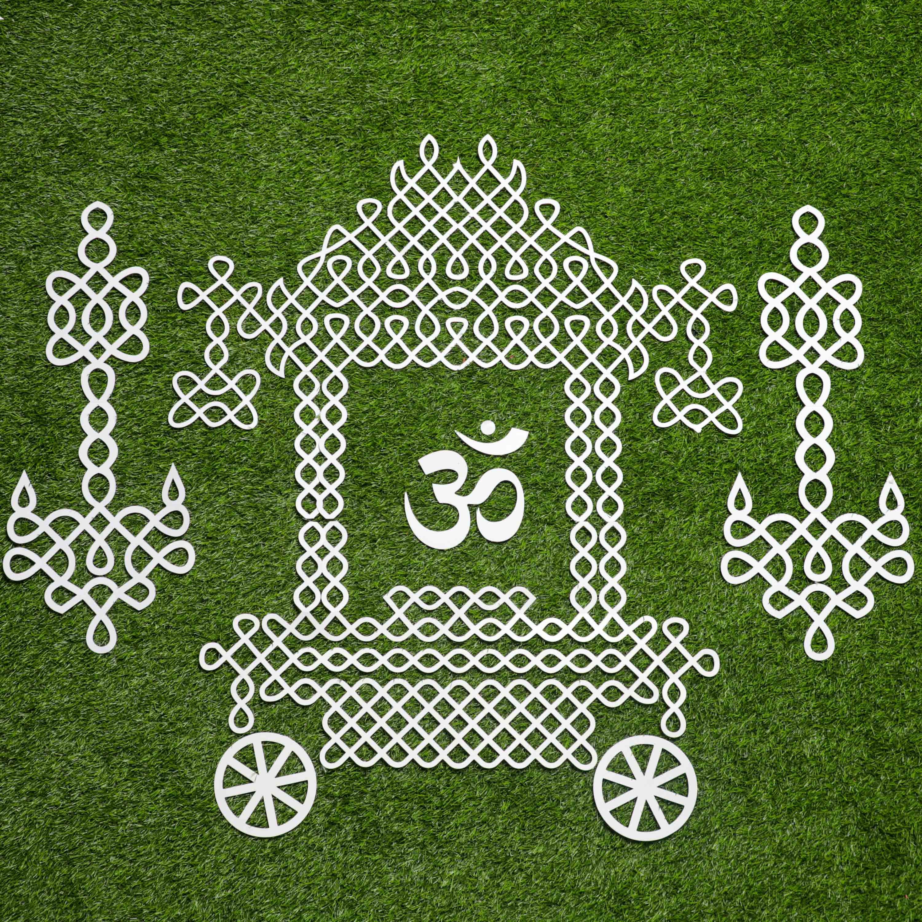 Traditional Ratham Muggu cutouts for pooja decorations and entryway rangoli stencil