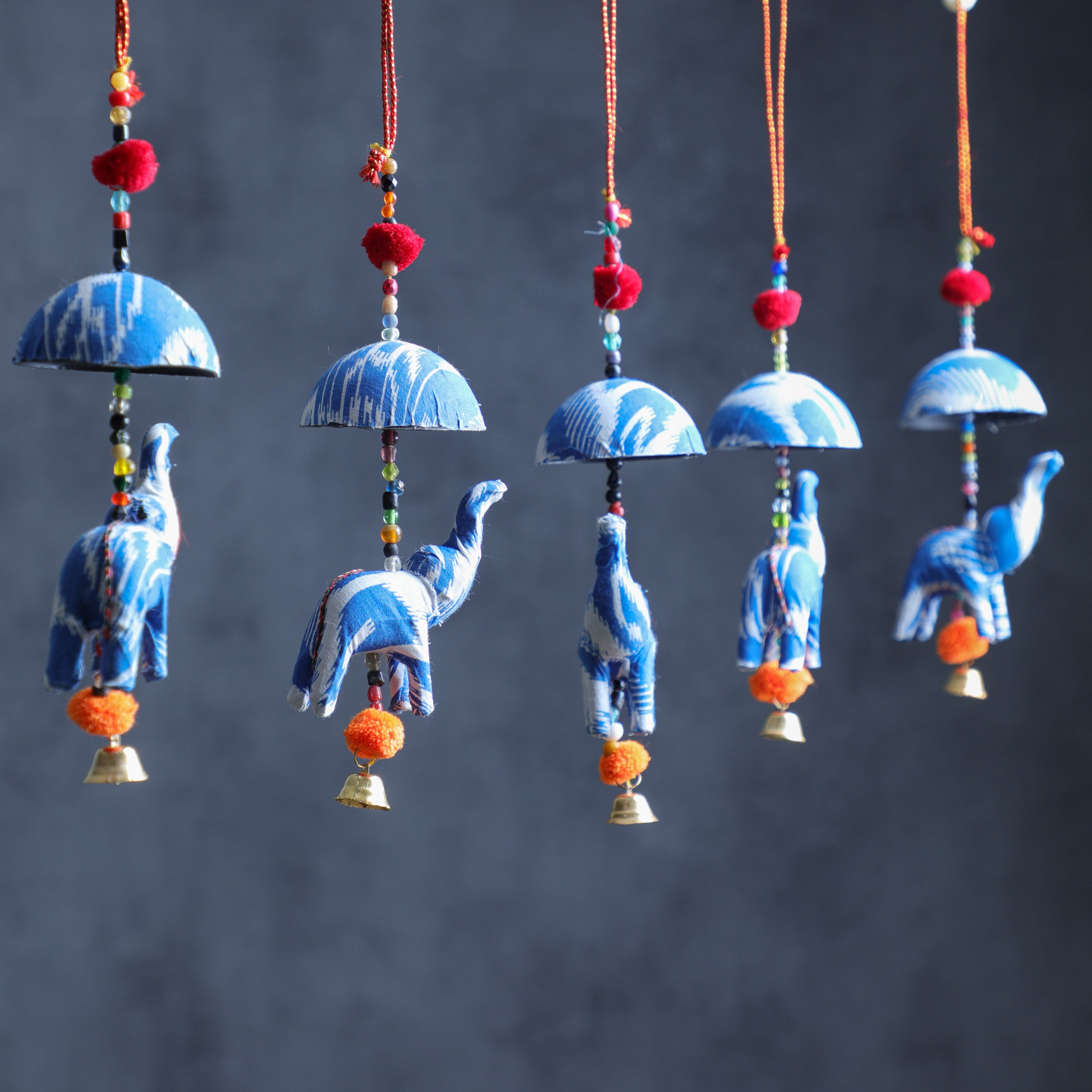 blue color Umbrella Shape Elephant Door Hanging