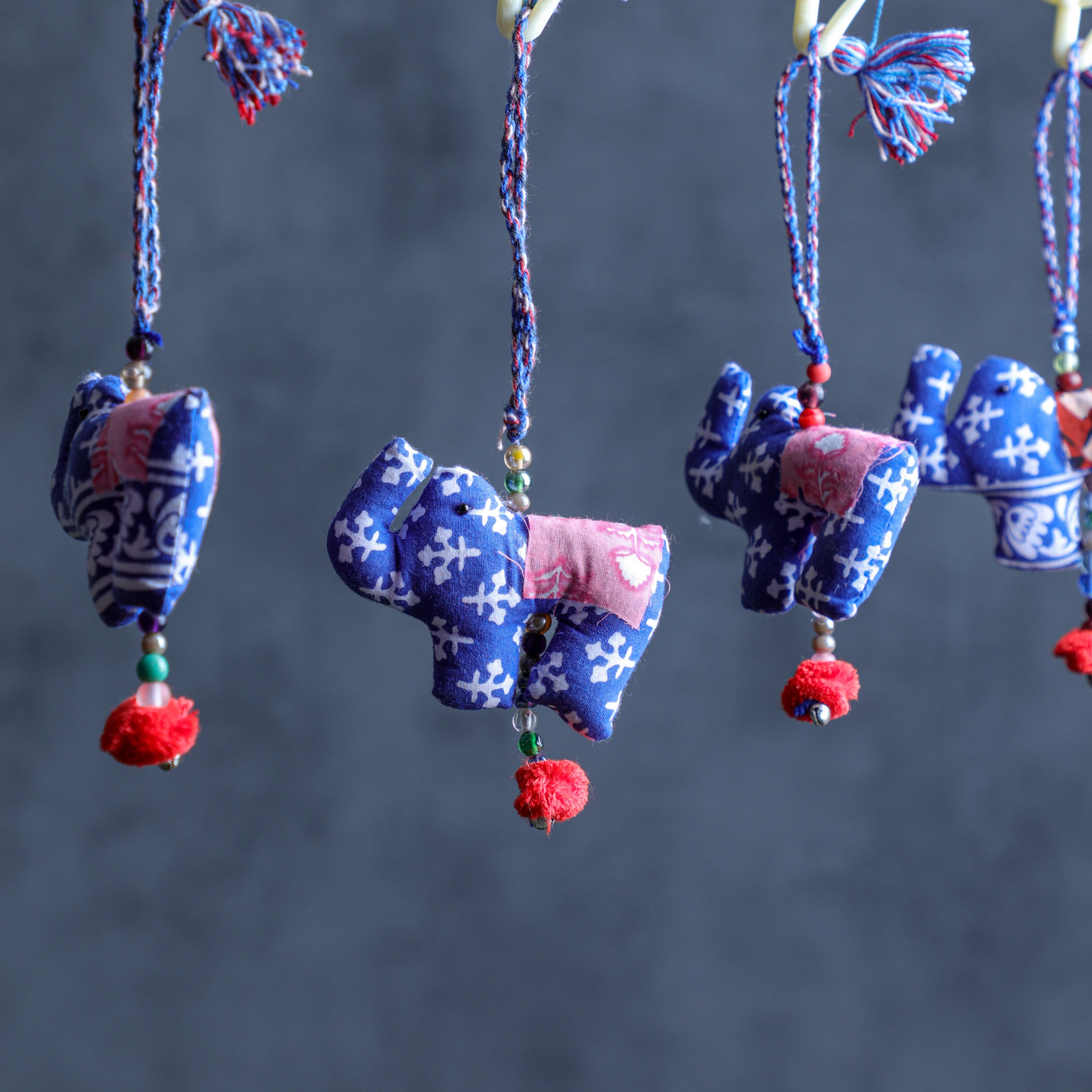 handmade blue elephant fabric