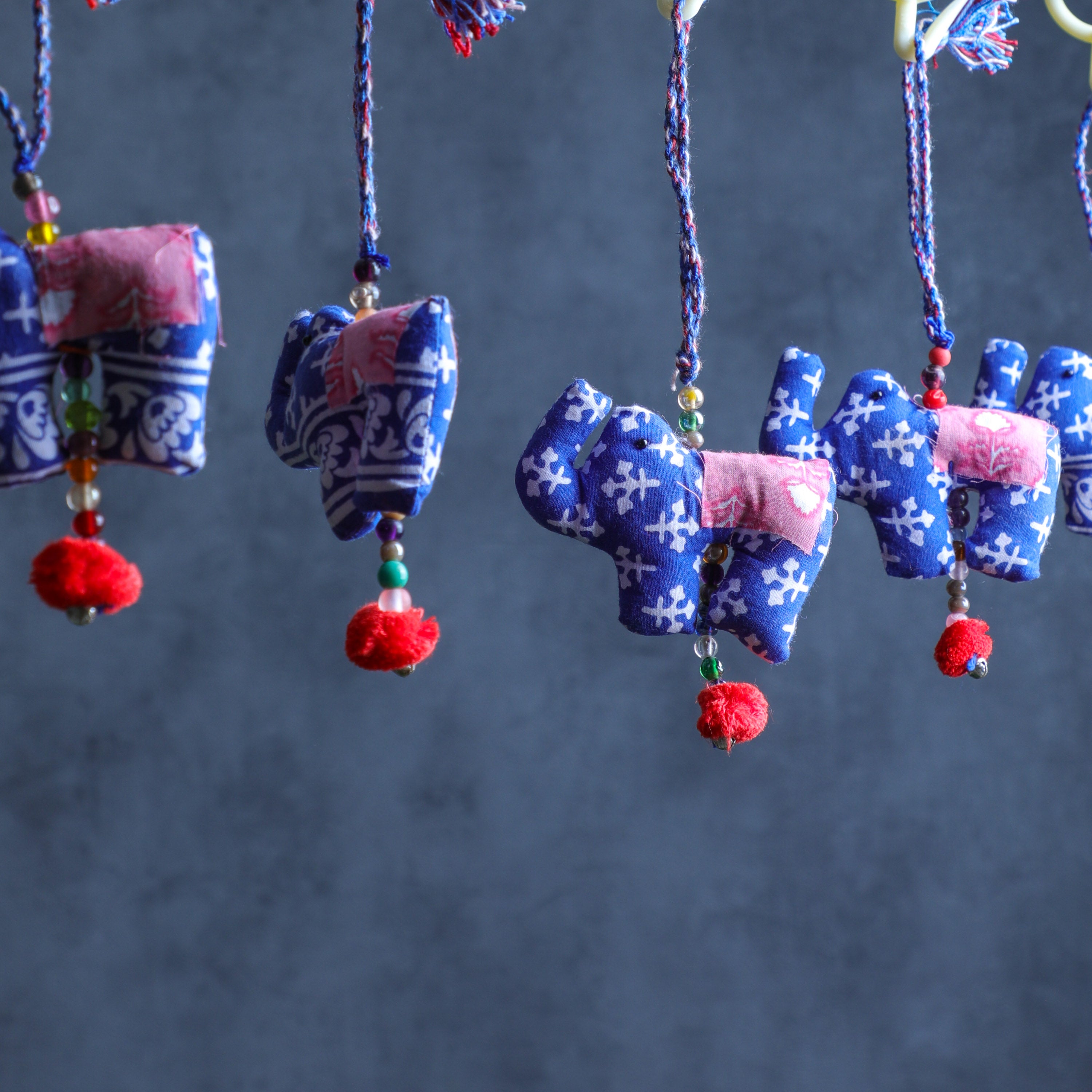 Blue Elephant Indian Handmade Cotton Fabric