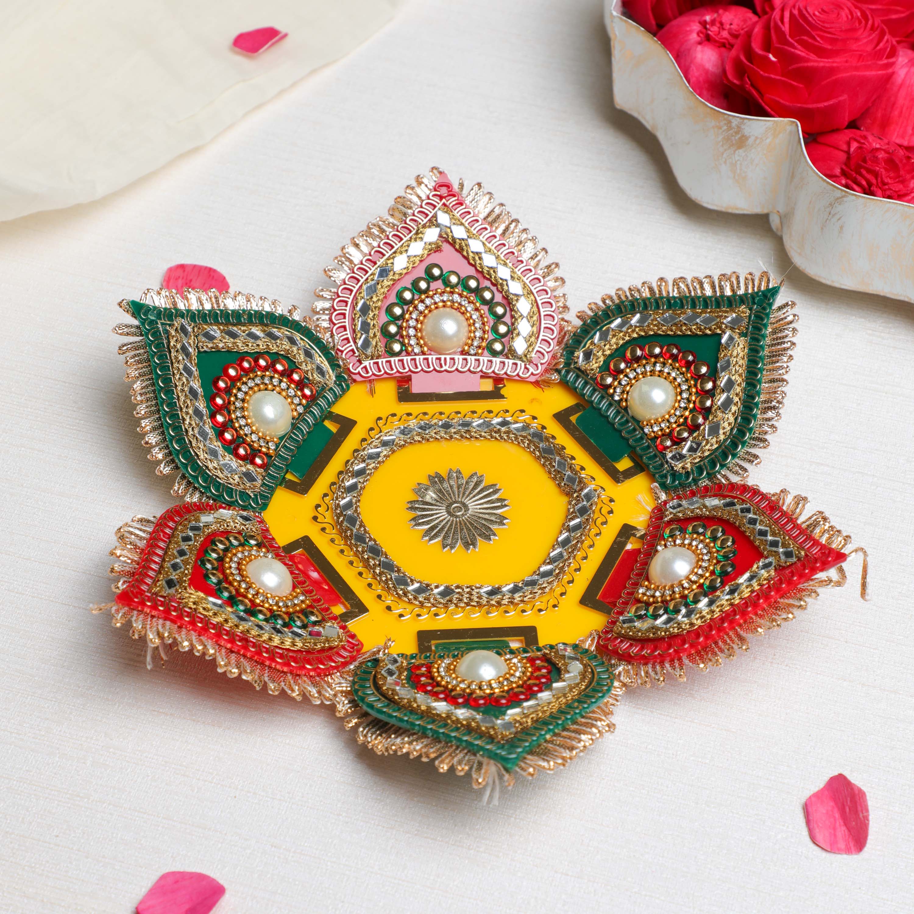 Lotus Rangoli Only Buy Desifavors Lotus Rangoli for Diwali Decoration in USA