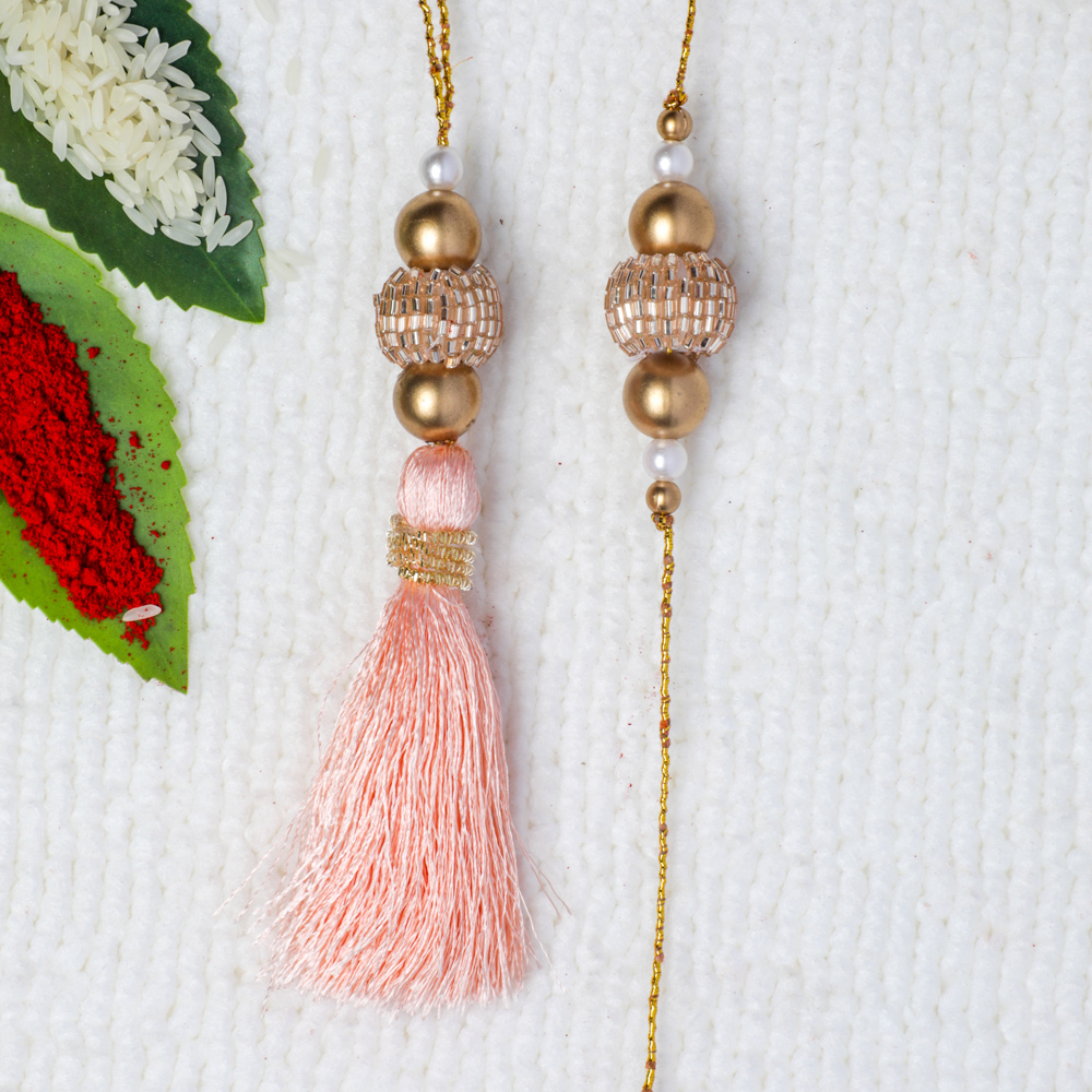 Peach Designer Bhaiya Bhabhi Rakhi
