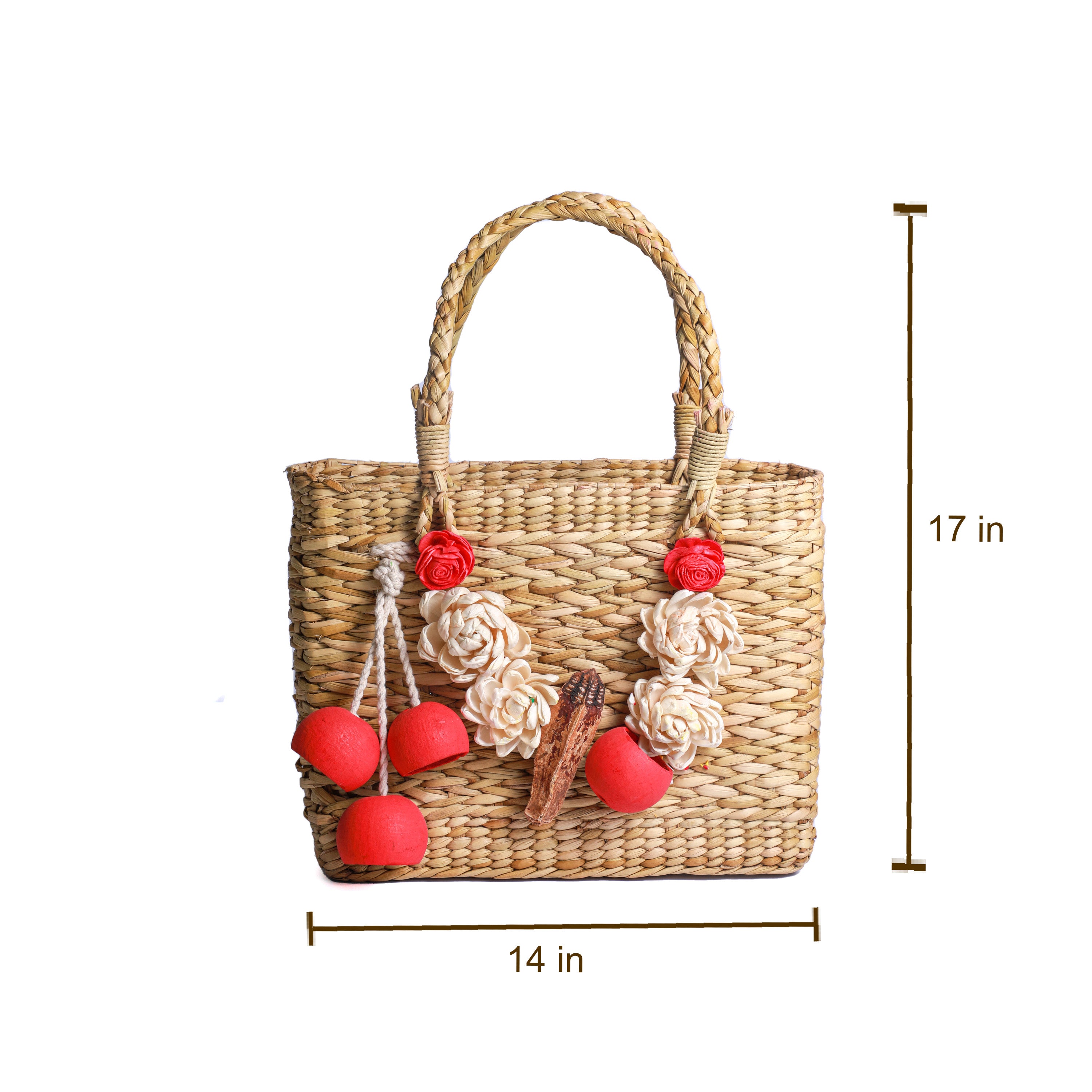Brown Floral Kauna Grass Picnic Bag, Size/Dimension: 14x12x8inch (lxwxh) at  Rs 500/piece in Imphal