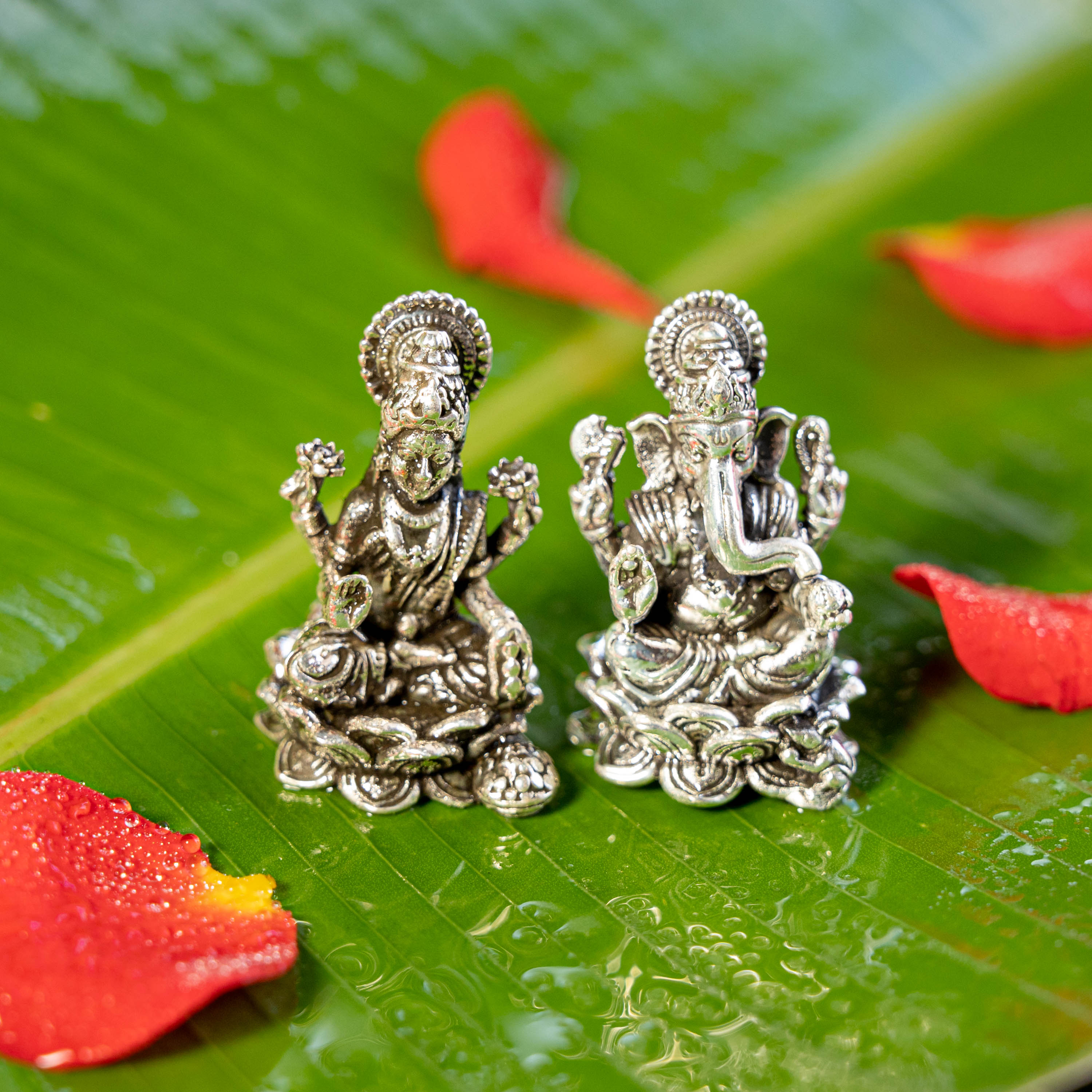 Ganesh Lakshmi Silver Idols for Pooja Room