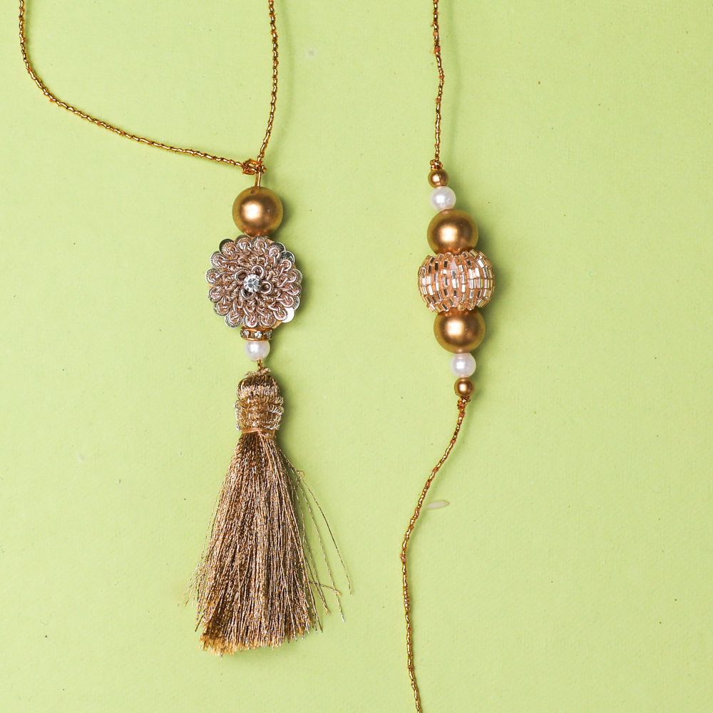 Gold Bhaiya Bhabhi Rakhi Set