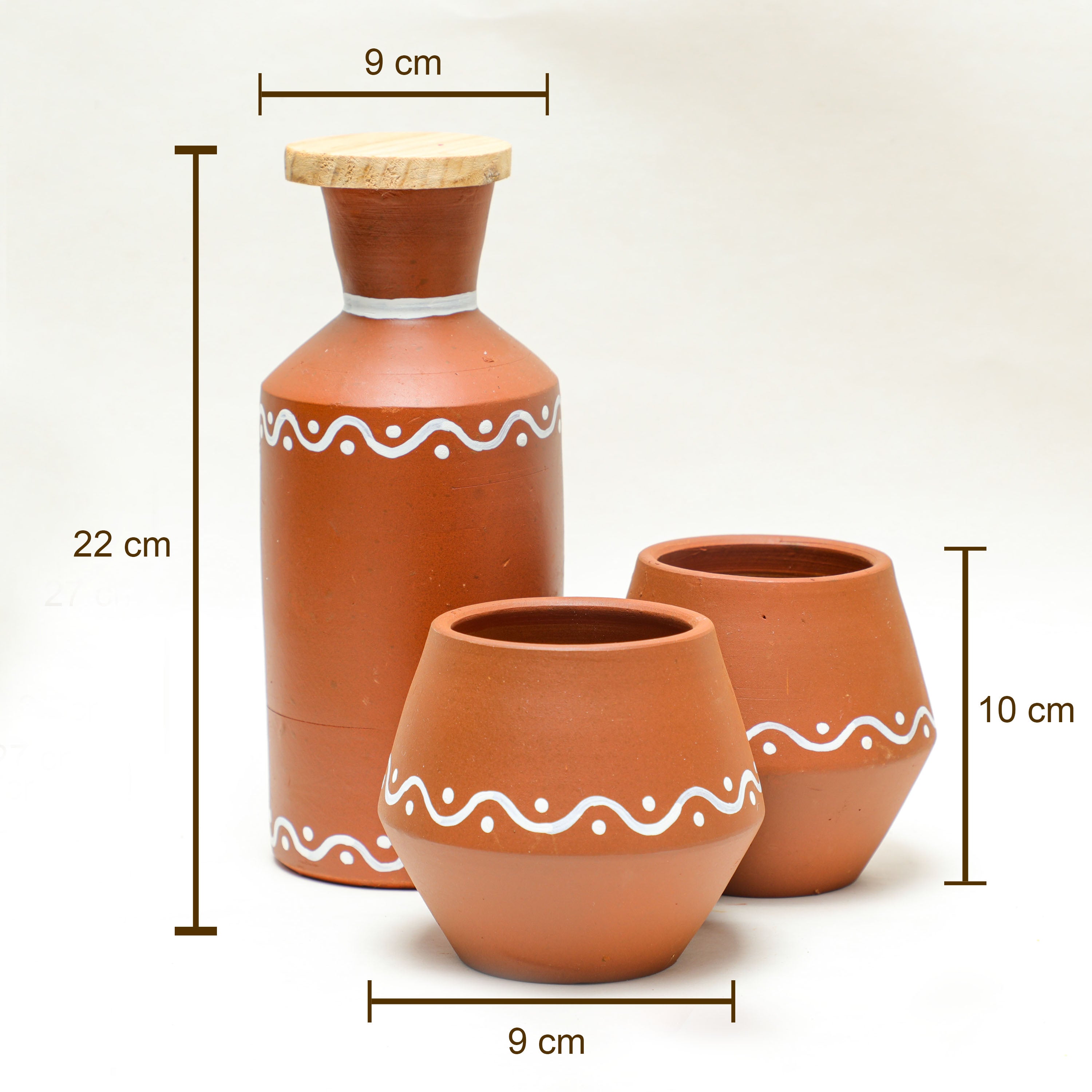 Brown Muggu pattern Bottle and Glasses in the USA