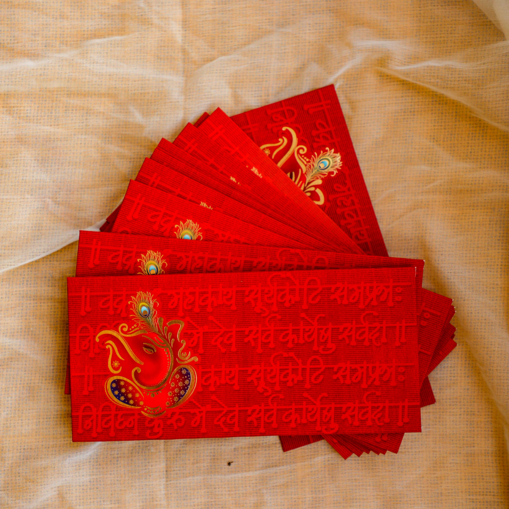 Red Umbrella Cash Envelopes - Shagun Money Envelopes (set of 10)