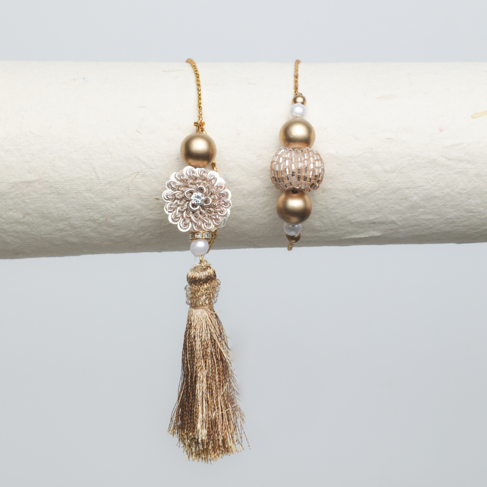 Gold Bhaiya Bhabhi Rakhi Set
