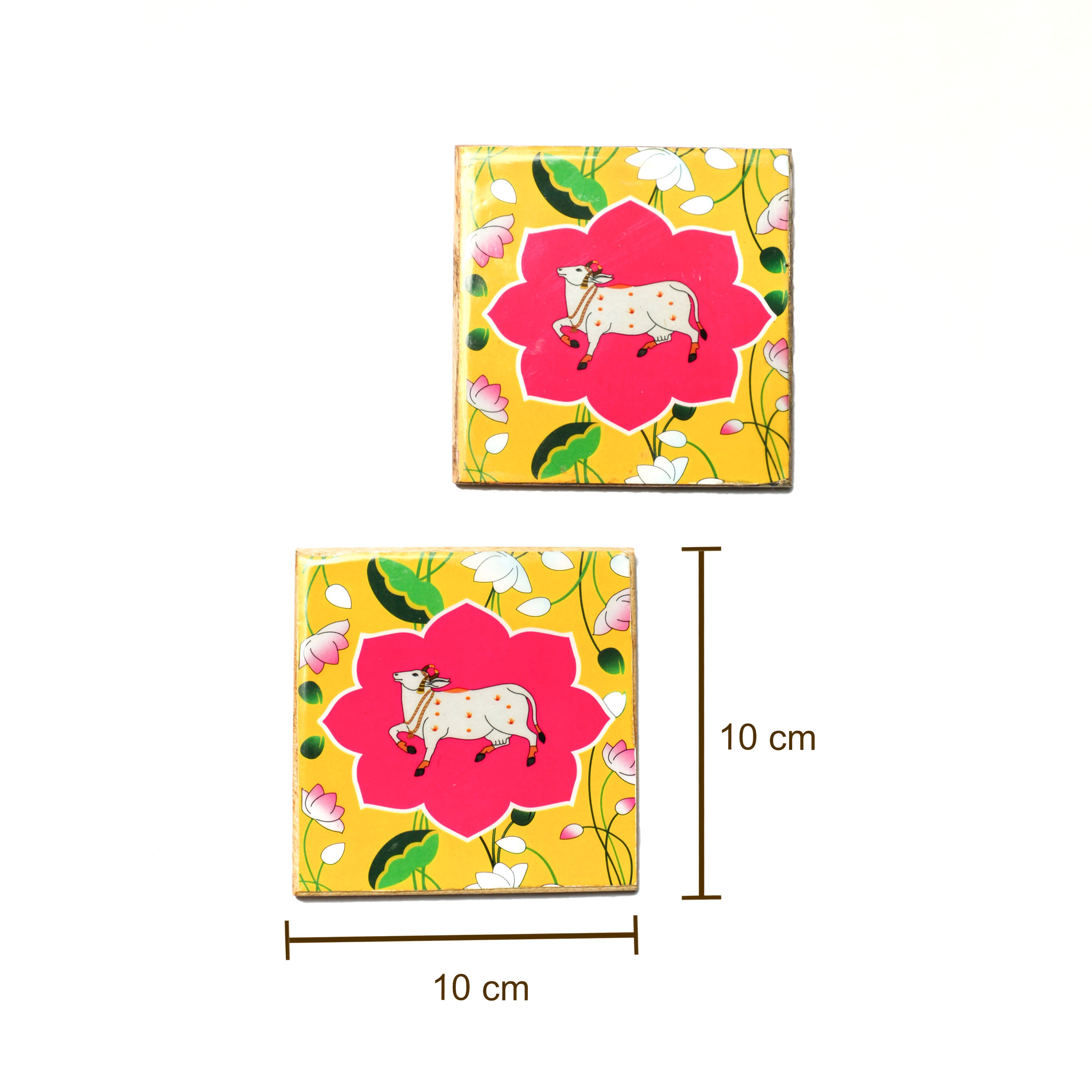 Kamdhenu Cow Printed Coasters for your hot and cold drinks