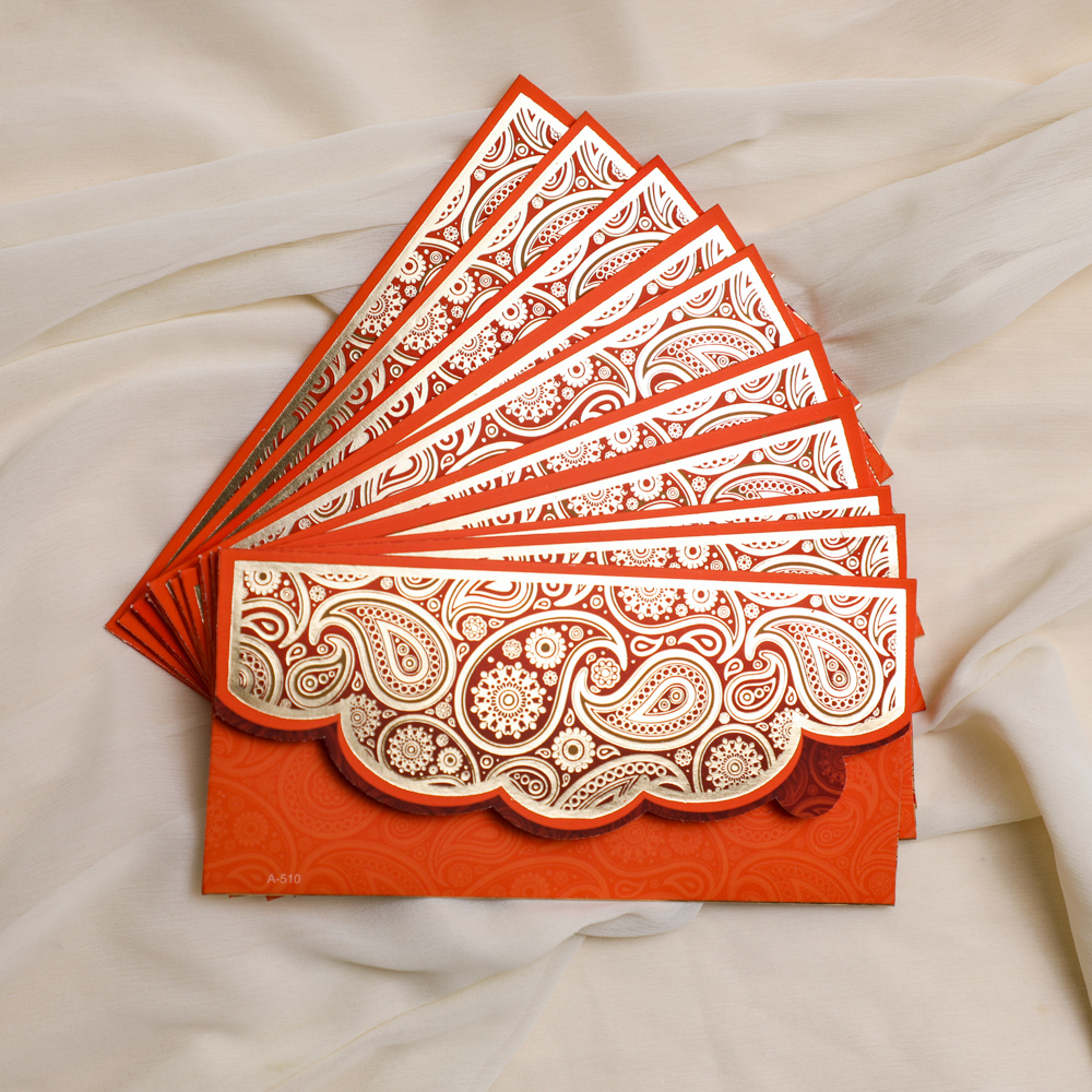 Orange Shagun Envelopes for Wedding and Reception
