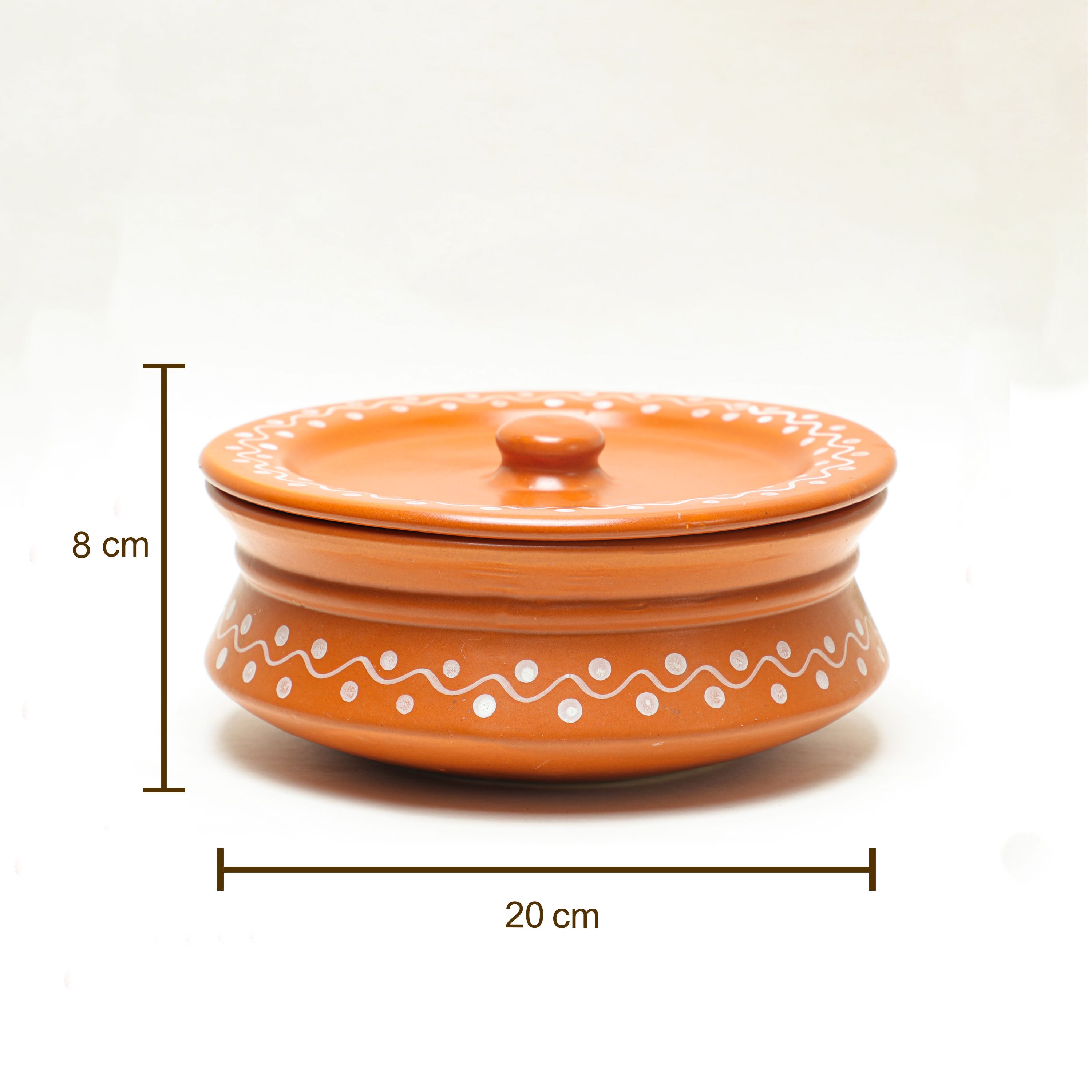 Handmade Muggu Design Rice Bowl with Lid