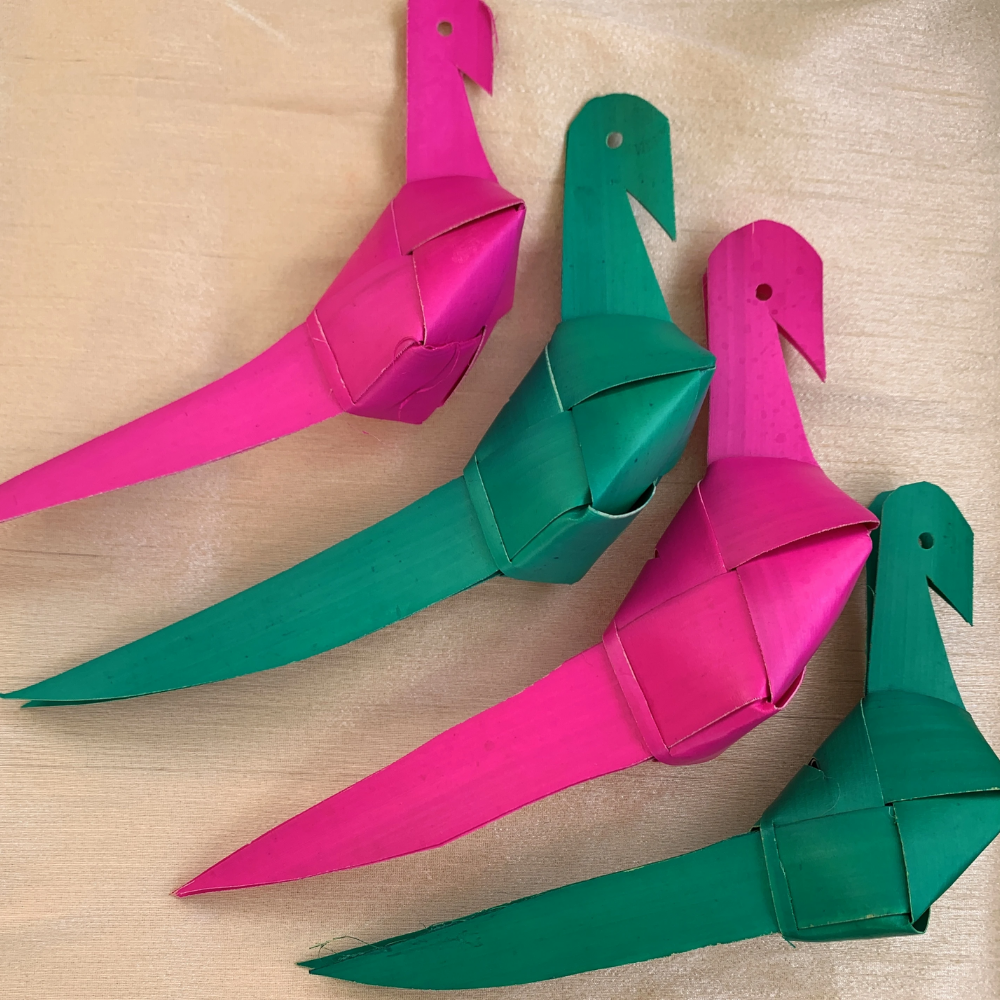 Folded Origami parrots for Traditional Decor