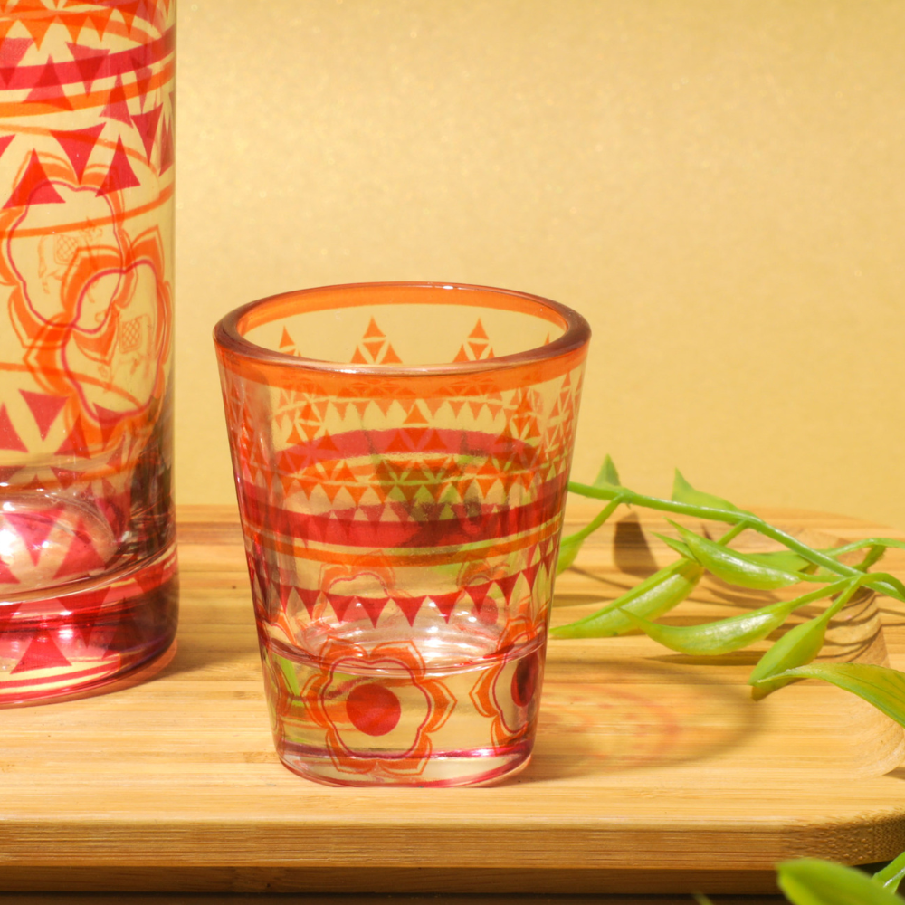 Orange Printed Shot Glass