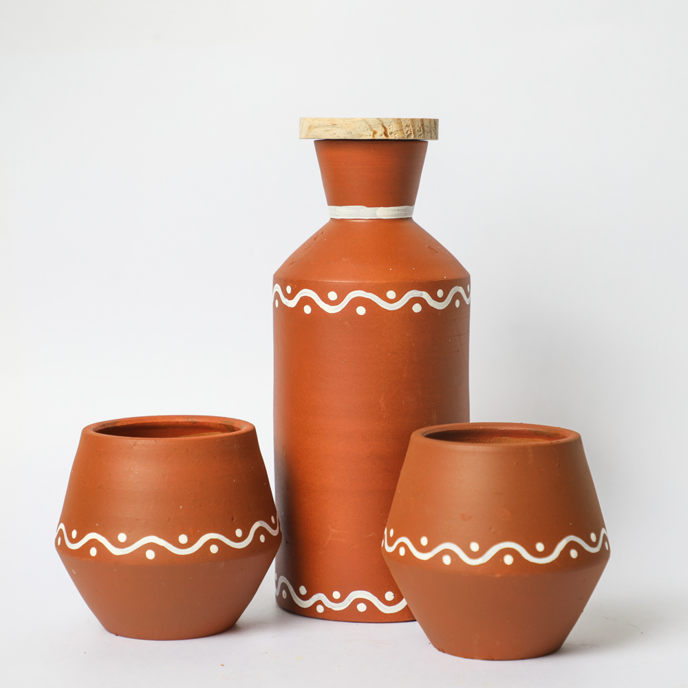 Terracotta Bottle and Glasses for gifting in the USA