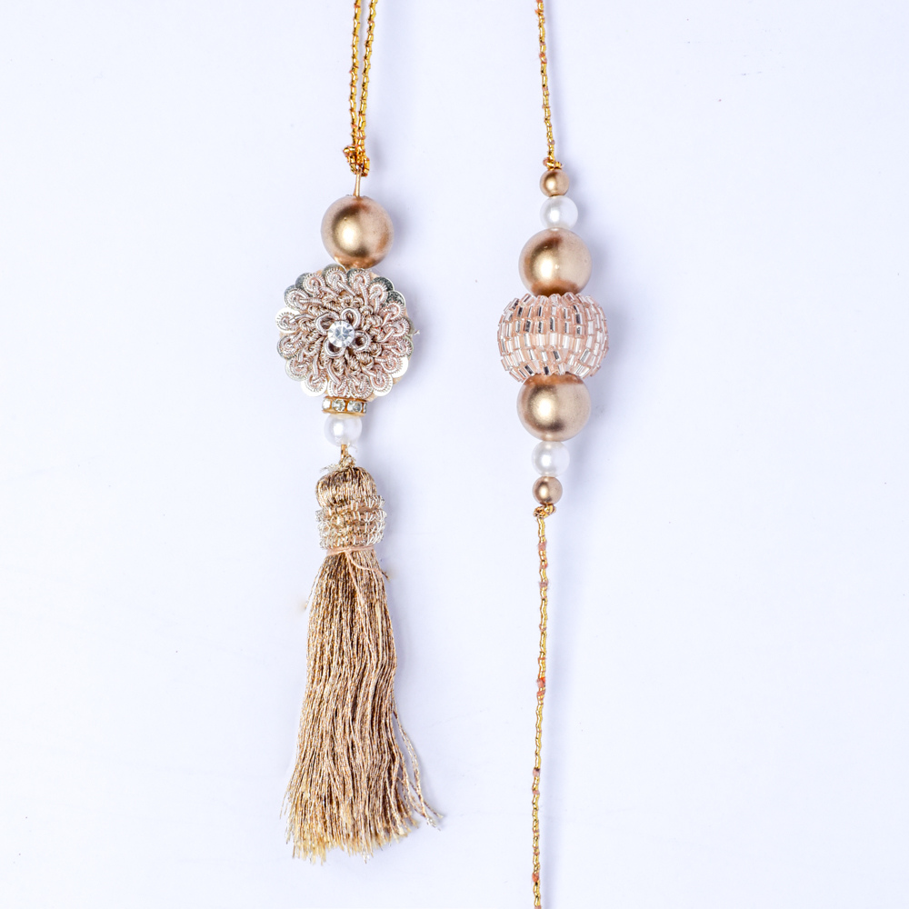 Gold Bhaiya Bhabhi Rakhi Set