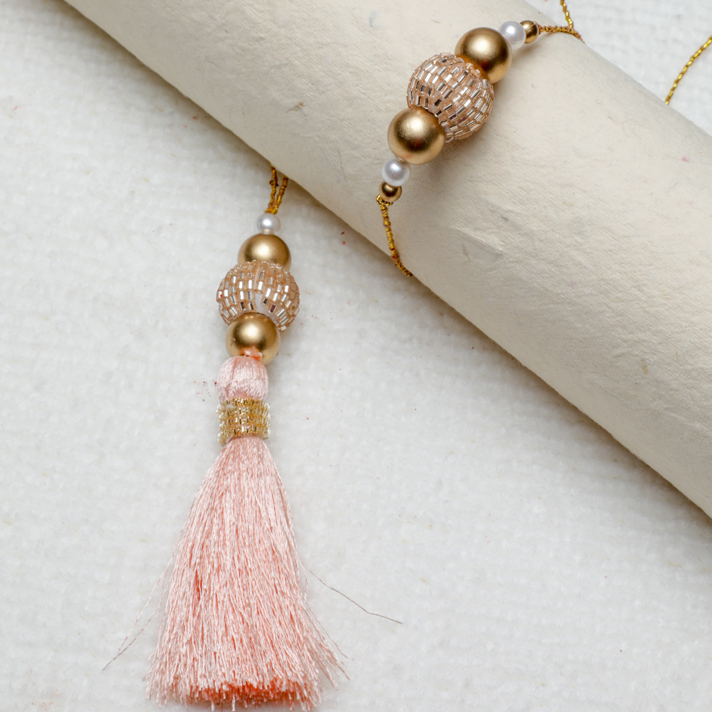 Peach Designer Bhaiya Bhabhi Rakhi