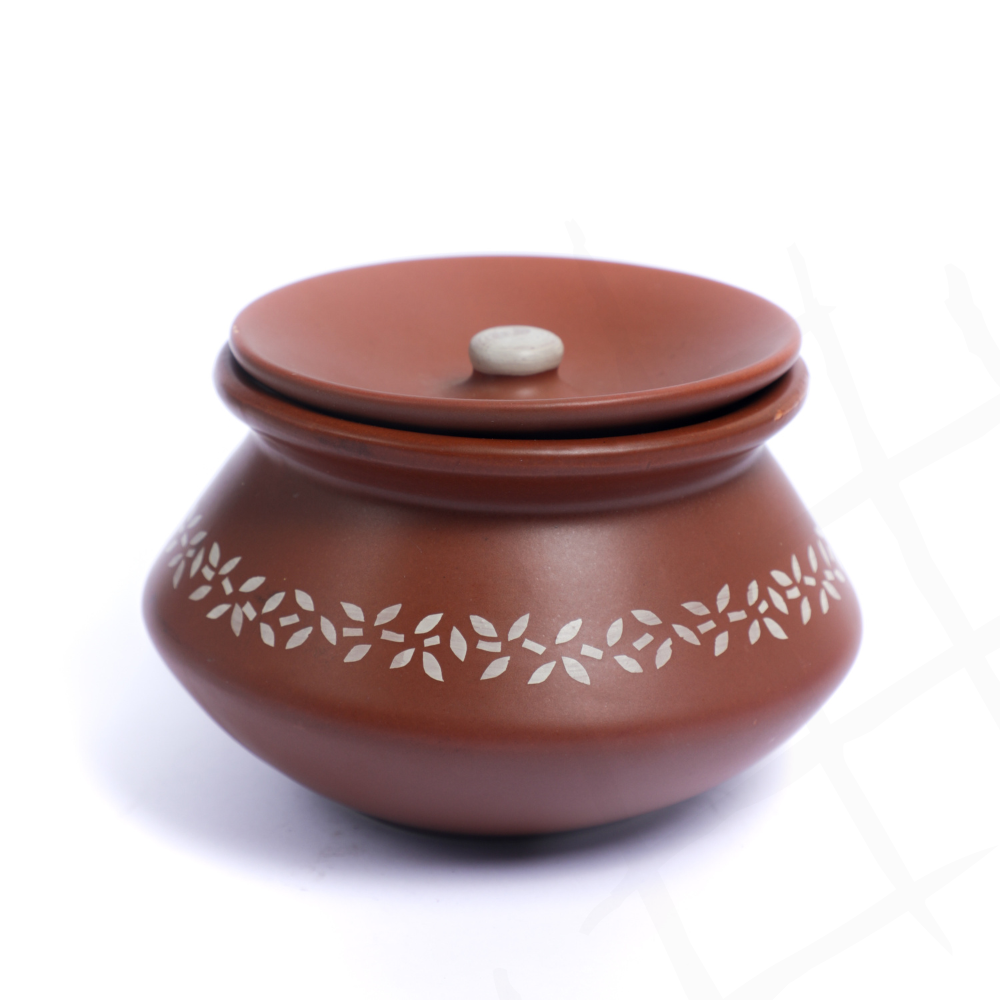 Floral design Microwavable Serving dish with lid- handmade 