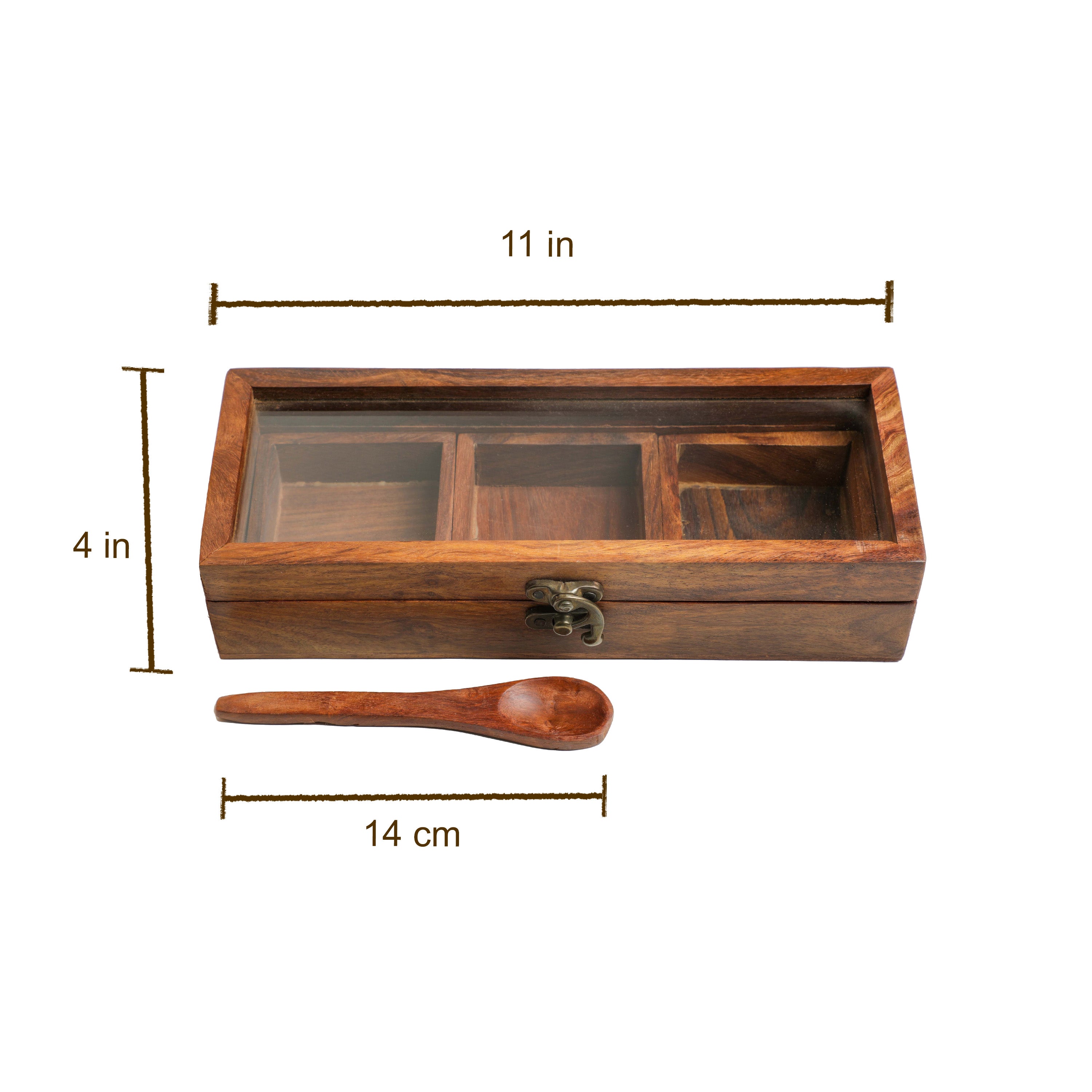 See through wooden spice box in the USA