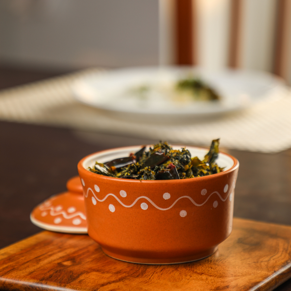 Muggu Print Serving Bowl with Lid